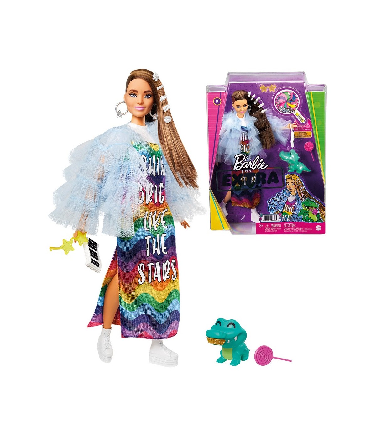 Muneca Barbie extra vestido arcoiris GYJ78 BARBIE Juguetes Abracadabra