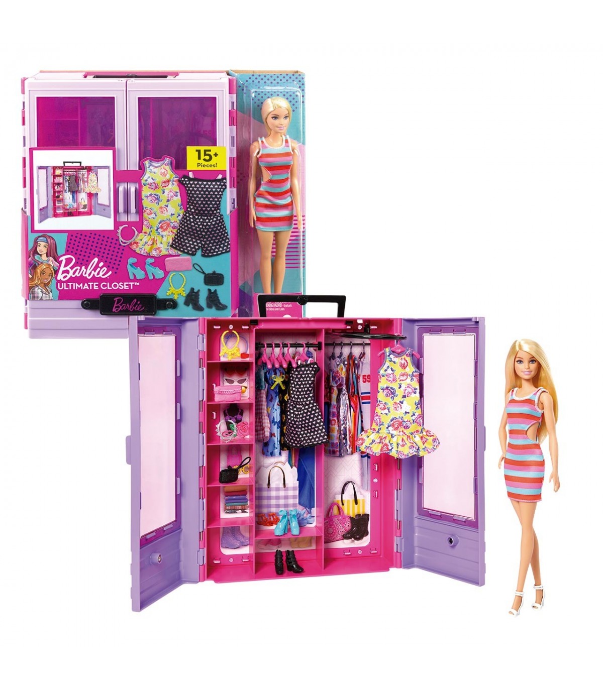 Barbie Fashionista Armario portatil con muneca HJL66 BARBIE Juguetes Abracadabra