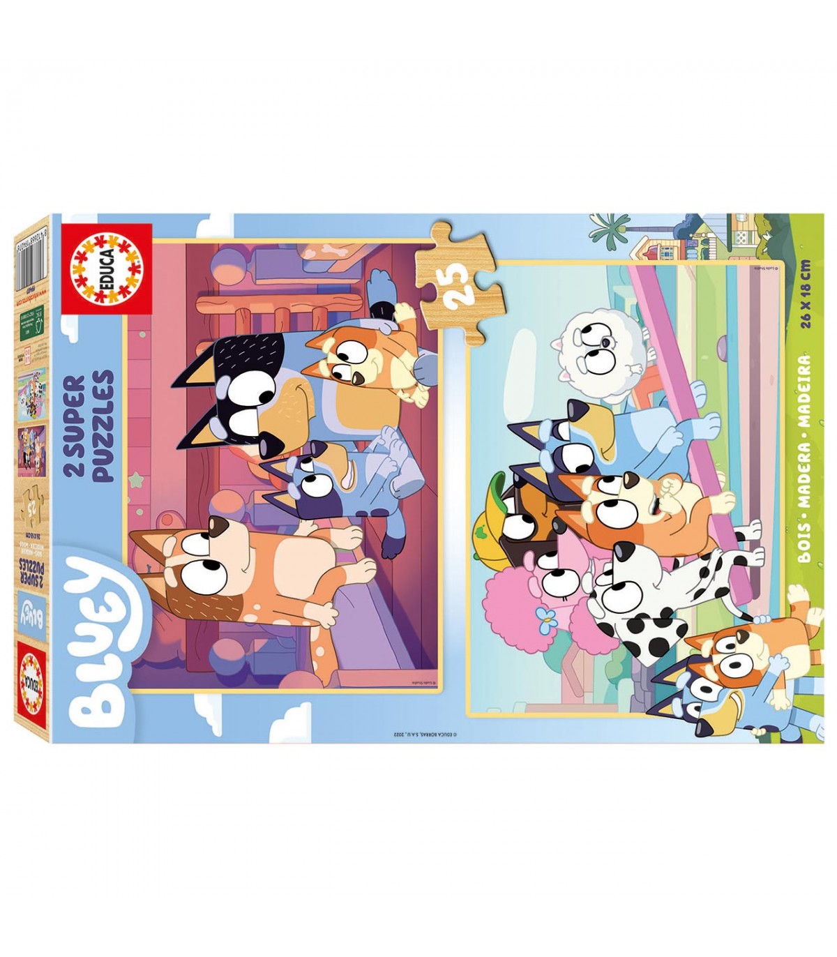 Puzzle 2x25 Bluey madera 19407 | BLUEY EDUCA | Juguetes Abracadabra